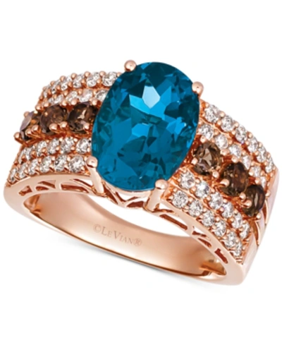 Le Vian Multi-gemstone (4-1/4 Ct. T.w.) & Diamond (5/8 Ct. T.w.) Ring In 14k Rose Gold In Blue Topaz
