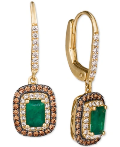 Le Vian Costa Smeralda Emerald (3/4 Ct. T.w.) & Diamond (5/8 Ct. T.w.) Drop Earrings In 14k Gold