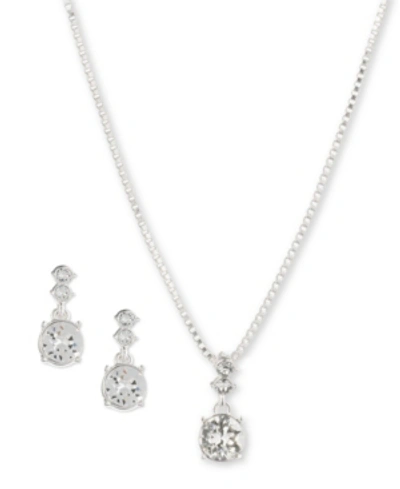 Nine West Boxed Necklace And Earring Set In Silver-tone