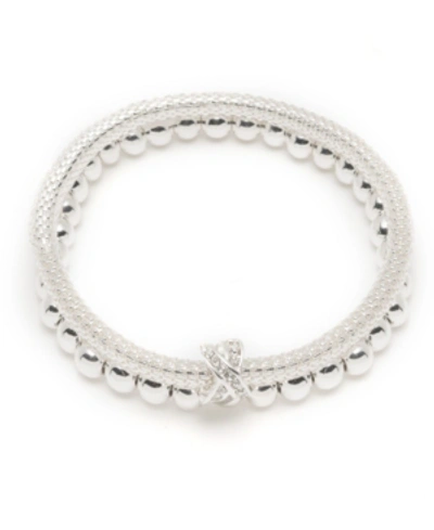 Nine West Boxed Two Row Stretch Bracelet In Silver-tone