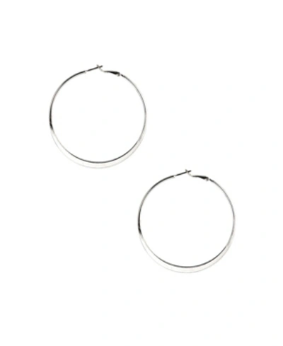 Nine West Large Flat Hoop Earring In Silver-tone