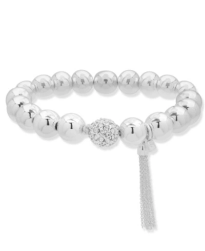 Nine West Boxed Tassel Stretch Bracelet In Silver-tone