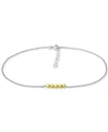 Giani Bernini Two-tone Beaded Ankle Bracelet In Sterling Silver & 18k Gold-plate, Created For Macy's In Two-tone