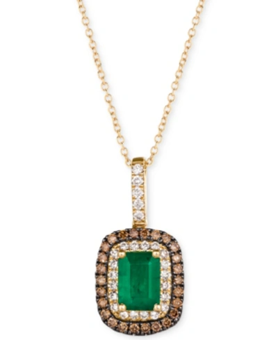 Le Vian Emerald (3/4 Ct. T.w.) & Diamond (3/8 Ct. T.w.) 18" Pendant Necklace In 14k Gold In Green Group