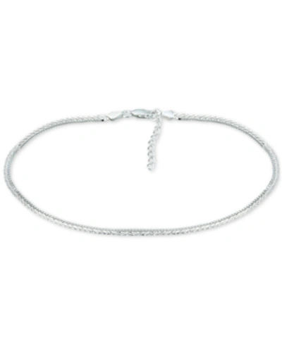 Giani Bernini Double Row Ankle Bracelet, Created For Macy's In Silver