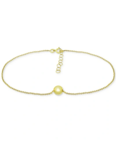 Giani Bernini Polished Bead Ankle Bracelet In 18k Gold-plated Sterling Silver & Sterling Silver, Created For Macy' In Gold Over Silver