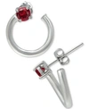 Giani Bernini Cubic Zirconia Front & Back Hoop Earrings, Created For Macy's In Red/silver