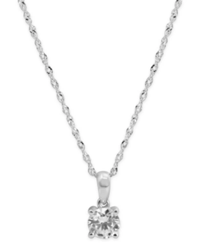 Arabella Cubic Zirconia Solitaire 18" Pendant Necklace In 14k White Gold