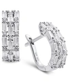 Arabella Cubic Zirconia Baguette Hoop Earrings In Sterling Silver In Silver
