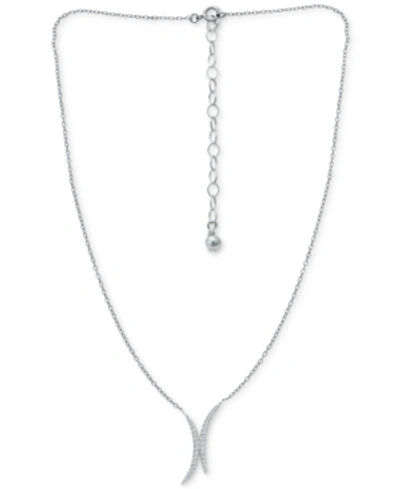Giani Bernini Cubic Zirconia Double Curve 16" Statement Necklace, Created For Macy's In Silver