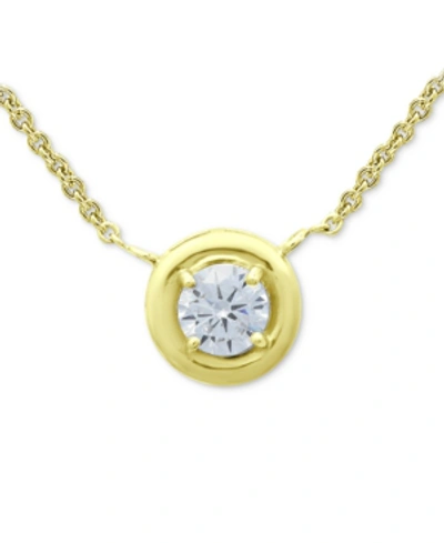 Giani Bernini Cubic Zirconia Framed 16" Pendant Necklace, Created For Macy's In Gold Over Silver