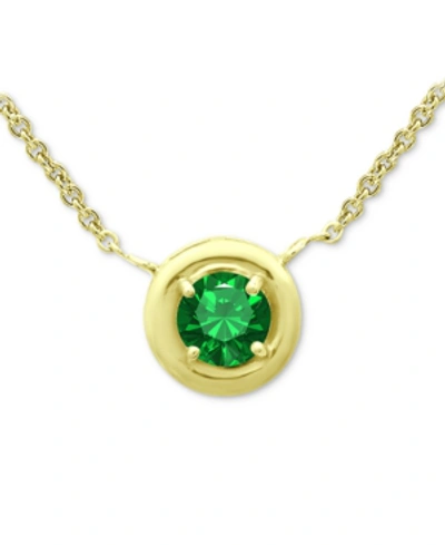 Giani Bernini Green Cubic Zirconia Framed 16" Pendant Necklace, Created For Macy's In Gold Over Silver
