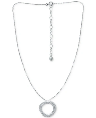 Giani Bernini Cubic Zirconia Twisted Circle 16" Pendant Necklace, Created For Macy's In Silver