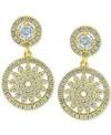 Giani Bernini Cubic Zirconia Medallion Drop Earrings, Created For Macy's In Gold Over Silver