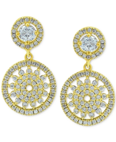 Giani Bernini Cubic Zirconia Medallion Drop Earrings, Created For Macy's In Gold Over Silver
