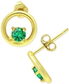 Giani Bernini Cubic Zirconia Circle Stud Earrings, Created For Macy's In Green/ Gold Over Silver