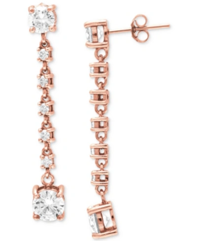 Giani Bernini Cubic Zirconia Linear Drop Earrings, Created For Macy's In Rose Gold Over Silver