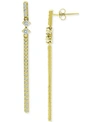 Giani Bernini Cubic Zirconia Linear Bar Drop Earrings, Created For Macy's In Gold Over Silver