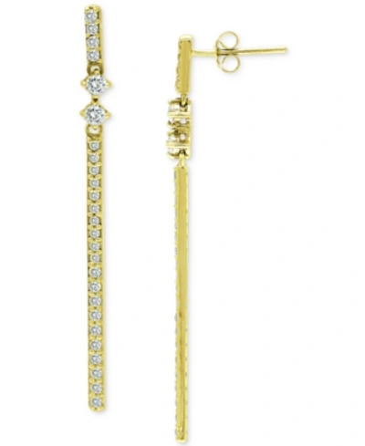 Giani Bernini Cubic Zirconia Linear Bar Drop Earrings, Created For Macy's In Gold Over Silver