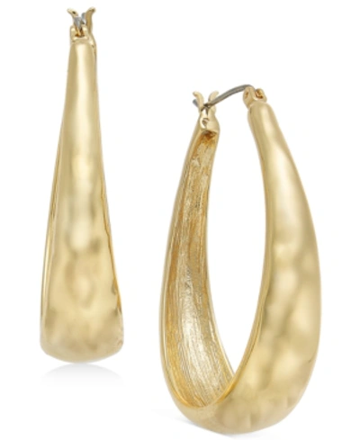 Style & Co Hammered Oval Hoop Earrings, Created For Macy's In Gold