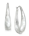 Style & Co Hammered Oval Hoop Earrings, Exclusively At Macy's In Silver