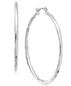 Style & Co Silver-tone Medium Hammered Hoop Earrings, 1.38", Exclusively At Macy's In Silver