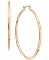 Style & Co Gold-tone Medium Hammered Hoop Earrings, 2", Exclusively At Macy's In Gold