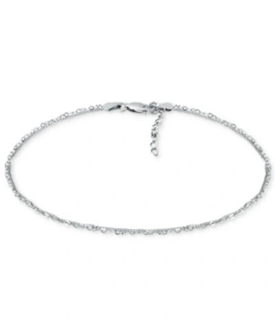 Giani Bernini Double Chain Link Ankle Bracelet In Sterling Silver And 18k Over Silver, Created For Macy's
