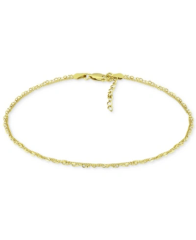 Giani Bernini Double Chain Link Ankle Bracelet In Sterling Silver And 18k Over Silver, Created For Macy's In Gold Over Silver