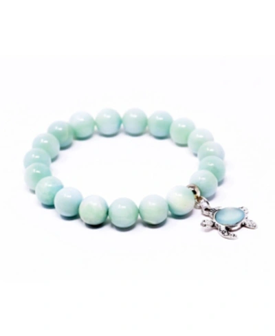 Katie's Cottage Barn Save The Turtles Gemstone Bracelet In Baby Blue