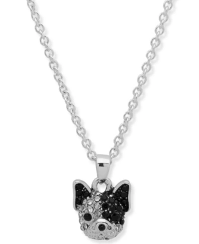 Pet Friends Jewelry Pave Pug Pendant In Silver-tone