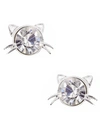Pet Friends Jewelry Cat Stone Stud Earring In Silver-tone