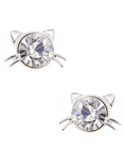 Pet Friends Jewelry Cat Stone Stud Earring In Silver