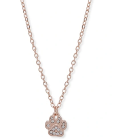 Pet Friends Jewelry Pave Paw Pendant In Rose Gold-tone