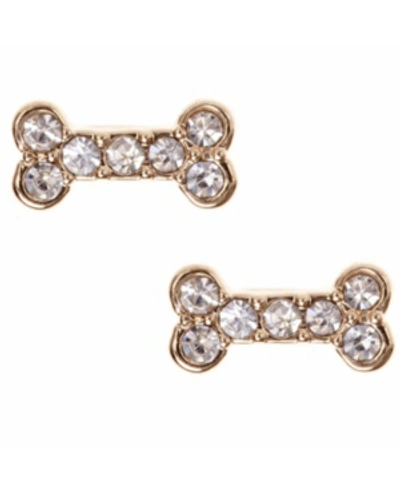 Pet Friends Jewelry Pave Bone Stud Earring In Gold-tone