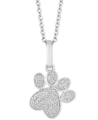 Hallmark Diamonds Tokens By  Paw Print Joy Pendant (1/10 Ct. T.w.) In Sterling Silver, 16" + 2" Exten