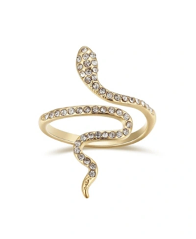 Unwritten Crystal Snake Bypass Ring In Gold-tone