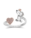 PEANUTS SNOOPY AND PAVE CRYSTAL HEART BYPASS RING