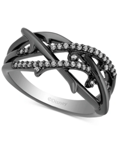 Enchanted Disney Fine Jewelry Enchanted Disney Diamond Maleficent Villains Statement Ring (1/6 Ct. T.w.) In Black Rhodium-plated S In Silver