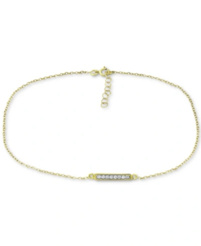 Giani Bernini Cubic Zirconia Bar Ankle Bracelet, Created For Macy's In Gold Over Silver