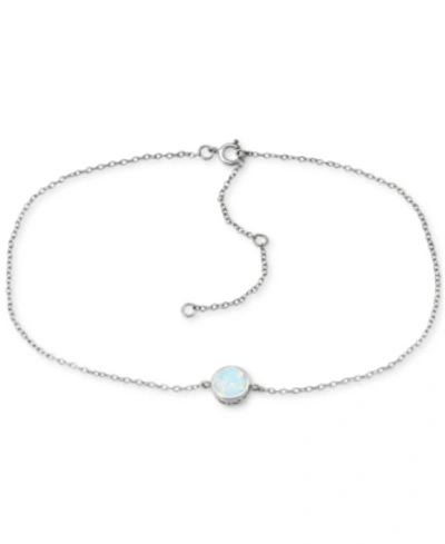 Giani Bernini Lab-grown Opal Ankle Bracelet (also In Cubic Zirconia), Created For Macy's In Opal Silver