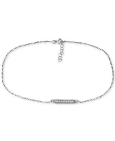 Giani Bernini Cubic Zirconia Bar Ankle Bracelet, Created For Macy's In Sterling Silver