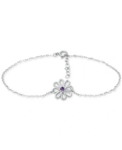 Giani Bernini Cubic Zirconia Ankle Bracelet In Sterling Silver (also In Lab-created Pink Sapphire), Created For Ma In Purple