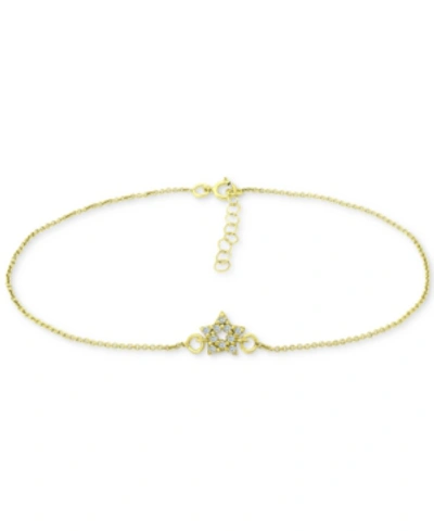 Giani Bernini Cubic Zirconia Star Ankle Bracelet, Created For Macy's In Gold Over Silver