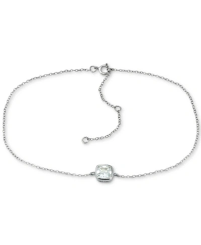 Giani Bernini Cubic Zirconia Bezel Ankle Bracelet, Created For Macy's In Silver
