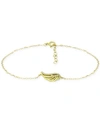 Giani Bernini Cubic Zirconia Wing Chain Ankle Bracelet, Created For Macy's In Gold Over Silver