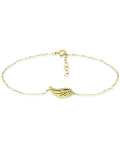 Giani Bernini Cubic Zirconia Wing Chain Ankle Bracelet, Created For Macy's In Gold Over Silver