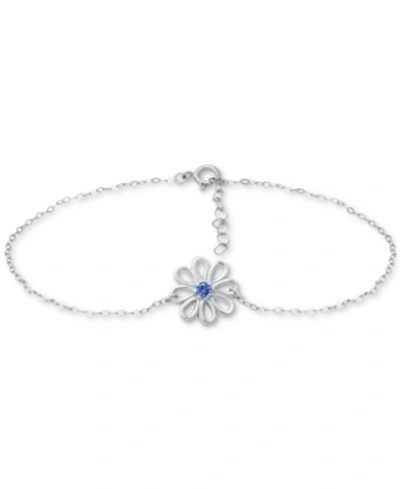 Giani Bernini Cubic Zirconia Ankle Bracelet In Sterling Silver (also In Lab-created Pink Sapphire), Created For Ma In Blue