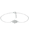 Giani Bernini Cubic Zirconia Hamsa Hand Ankle Bracelet, Created For Macy's In Sterling Silver