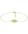 Giani Bernini Cubic Zirconia Hamsa Hand Ankle Bracelet, Created For Macy's In Gold Over Silver